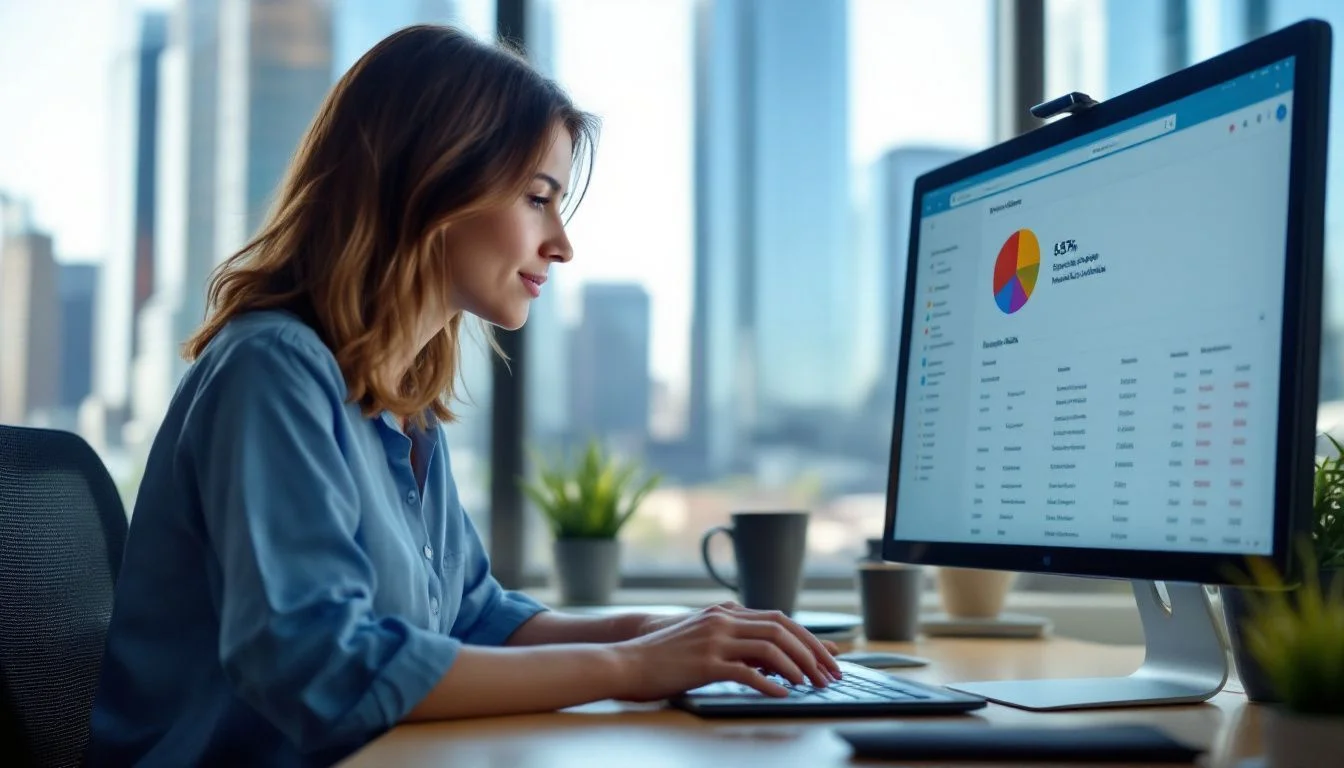 A woman in working in an office at SEM agency Melbourne.