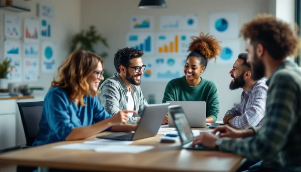 A diverse group of professionals collaborates on white label SEO Australia strategy