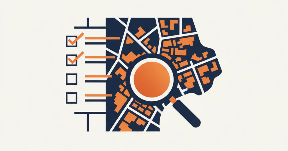 Brunswick technical SEO audit illustration with checklist and magnifier