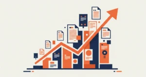 Content marketing agencies business growth illustration with compounding chart