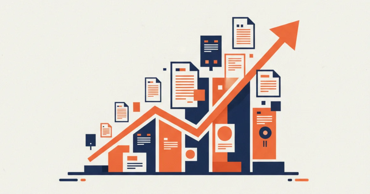 Content marketing agencies business growth illustration with compounding chart
