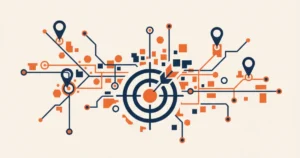 Geo-targeted Melbourne SEO illustration with metro map and suburb pins