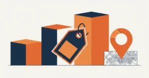 Local SEO packages Melbourne illustration with tiered package and map pin