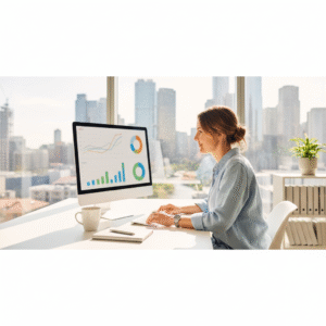 SEO specialist reviewing website analytics in a Melbourne office