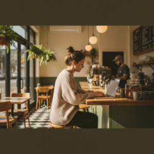 Small business owner reviewing local search results in Melbourne