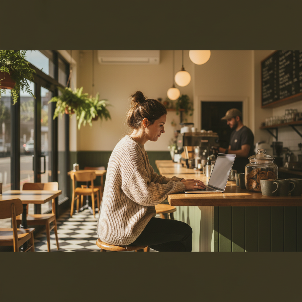 Small business owner reviewing local search results in Melbourne
