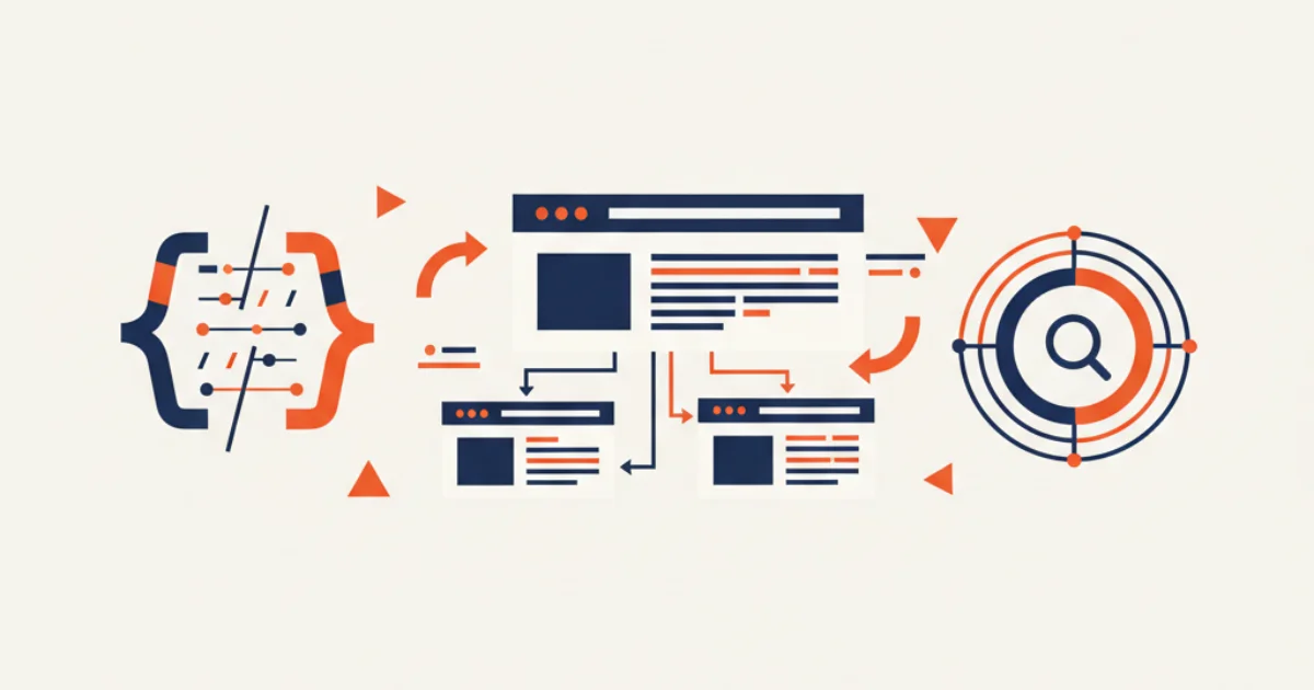 Technical SEO Melbourne illustration with site architecture and diagram accents